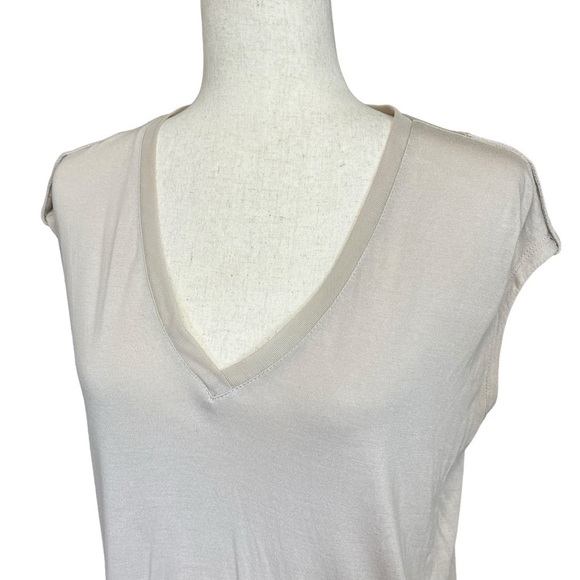 BCBGMaxAzria Eniko Hi Low Sheer Back Sleeveless Tee. Light Stone Size S #1359 - Picture 2 of 7